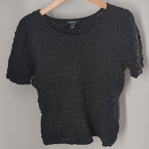 RW&CO. Black Textured Short Sleeve Top